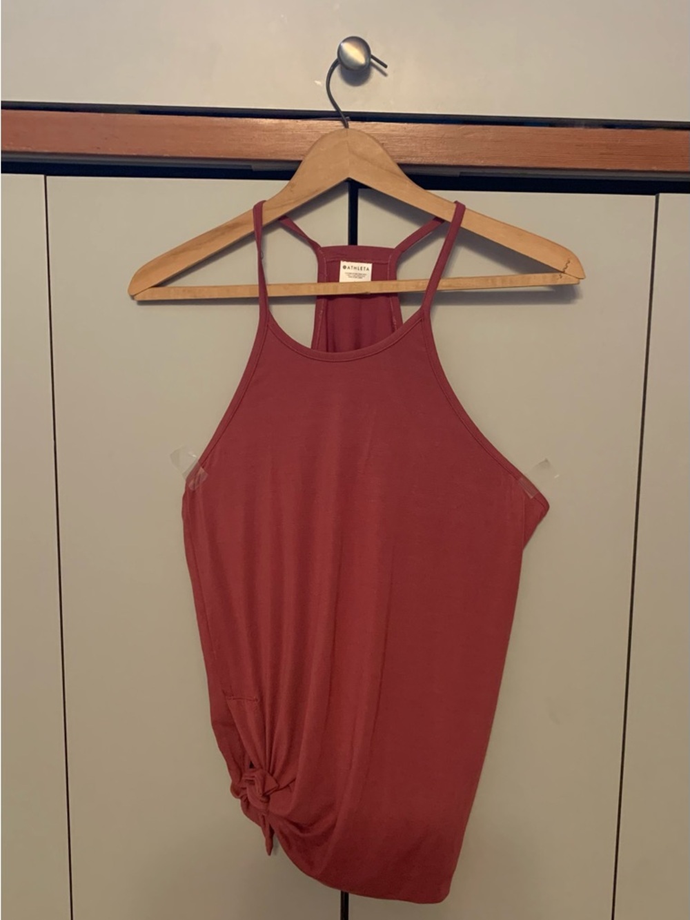 Athleta Strappy Halter Tank Top Berry Side Tie Athletic Yoga Size L EUC